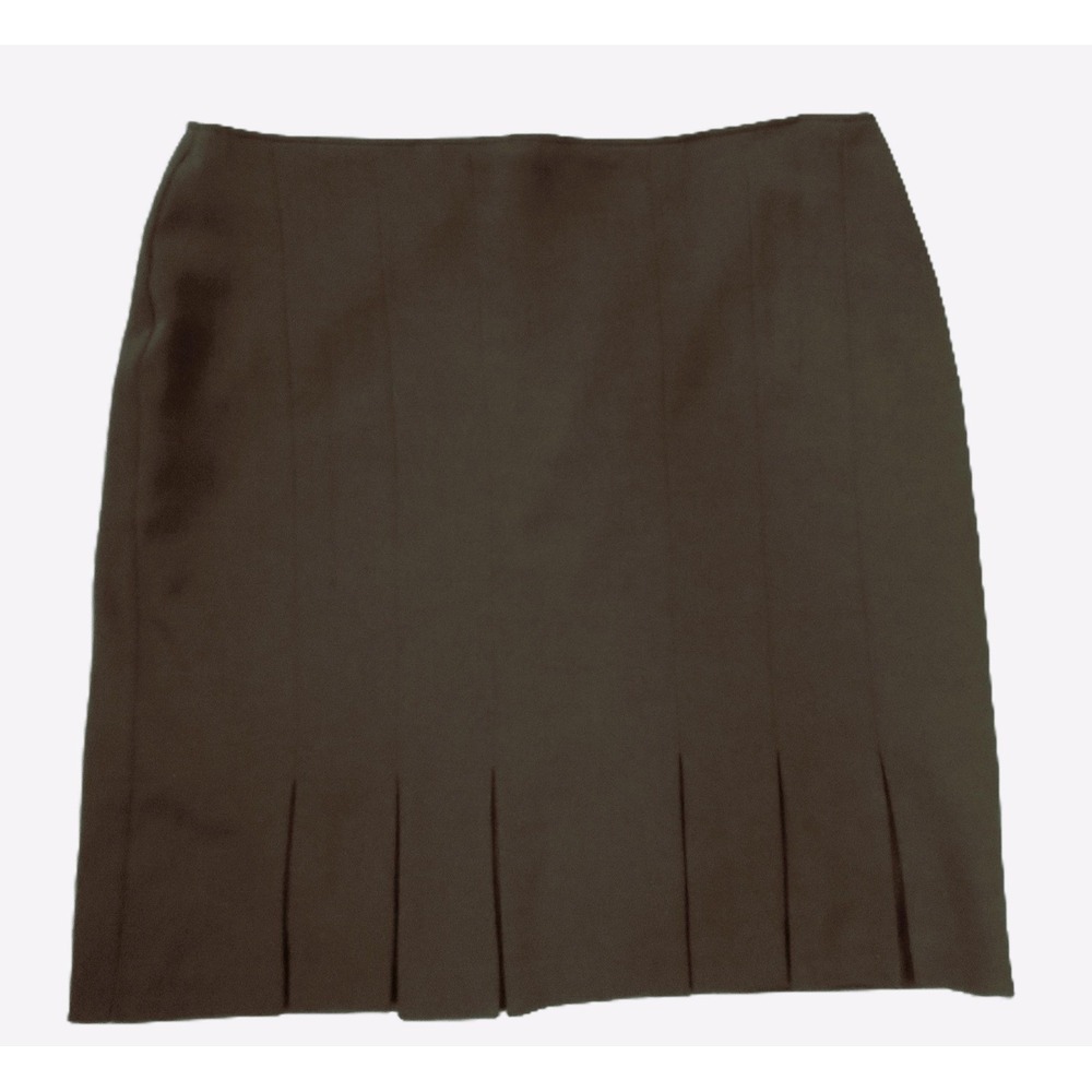 Dressbarn Woman 18W Brown Pleated Hem Lined Knee Length Career Skirt
